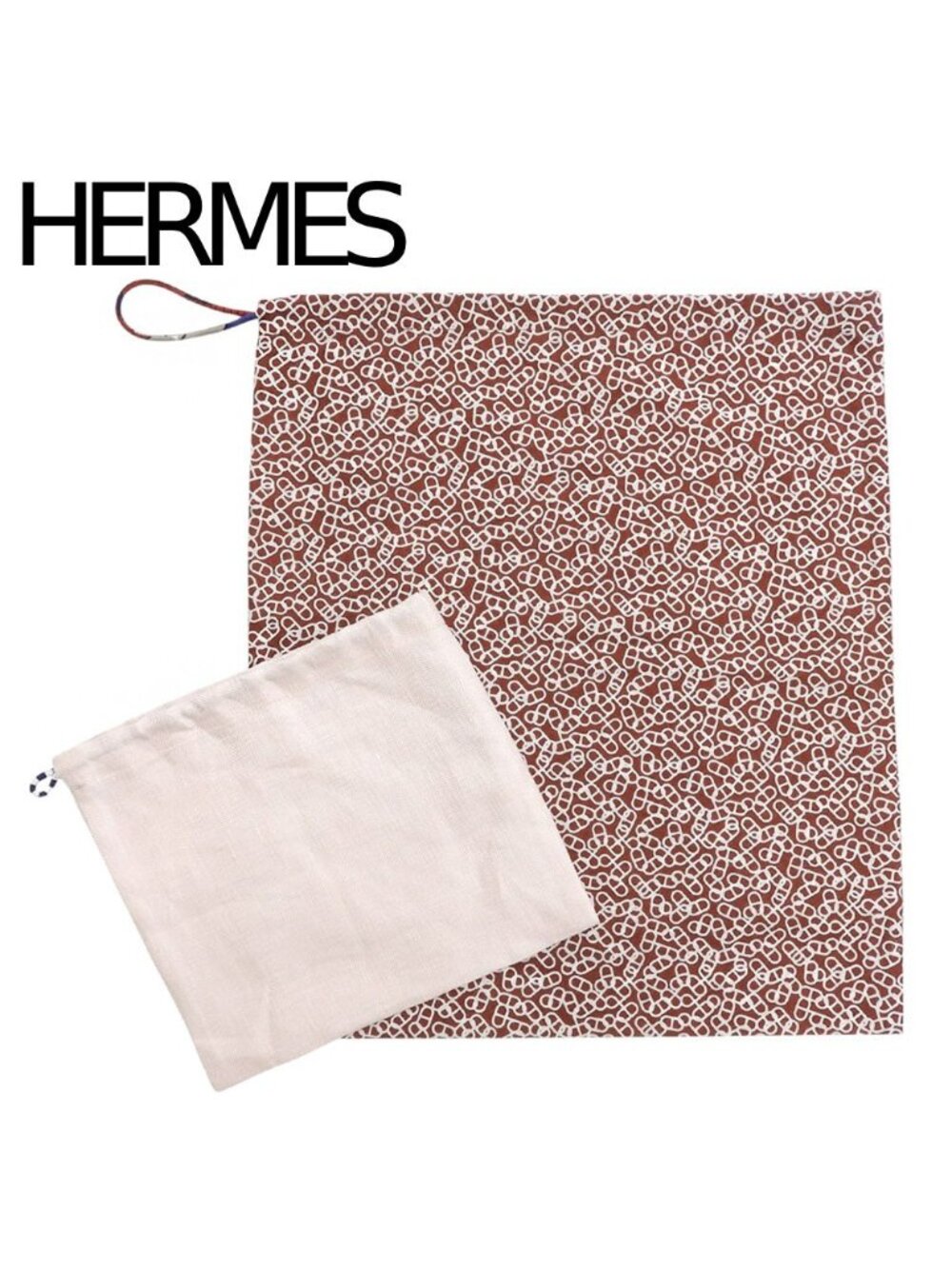 Hermes Petit H Drawstring 2 Seed Set Pouch Case